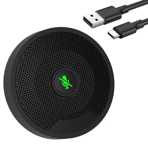 USB Microphone for PC, Computer Mic with Mute Button, Plug & Play | Noise Cancelling, 360° Omnidirectional Pickup, Conference Calls, Video Conference, Laptop, USB Connector,Table Mic