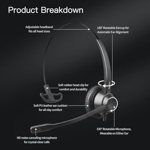 X1D ENC Dual Ear Call Center Headset with USB-C/A & 3.5mm - Environmental Noise Cancelling Mic - PC Laptop Phone, Zoom Teams, All-Day Comfort