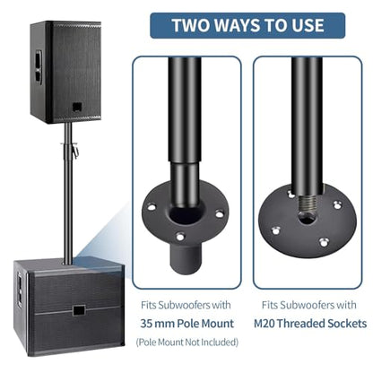 2 in 1 Speaker Pole for Subwoofer, Height Adjustment from 34 to 49 Inch, Fits 35mm and M20 Thread Mount Extender with Safety Pins, 88 LB Load-Bearing 2 Pack