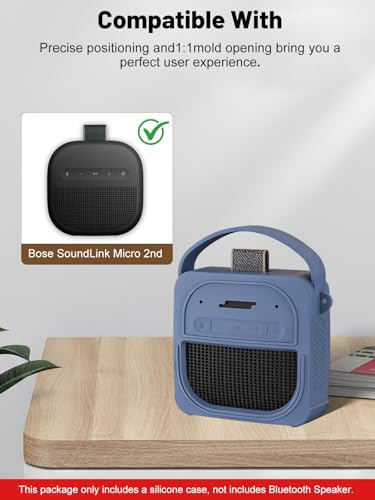Silicone Protective Case for Bose SoundLink Micro (2nd Gen) Bluetooth Speaker, Full-Body Protective Cover with Precise Cutout, Shockproof Dustproof Protector Sleeve & Scratch-Resistant Sleeve[Blue] - color: Blue