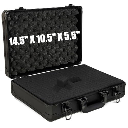 15 Inch Hard Carrying Storage Case | Ideal for Microphone & Camera Gear Transportation, DJ Mixer Case with Customizable Pre-Diced Foam, 15 X 11 X 4.3 Inch, Black - size: Inner：14.5''X 10.5 X 5.5''