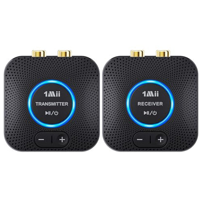 1Mii 2.4GHz Wireless Audio Transmitter Receiver Set (1 TX+1 RX) for TV, 262Ft/80M Long Range 25ms Low Latency with AUX RCA in/Out, Wireless Audio Adapter for TV PC Powered Speaker Amplifier Soundbar