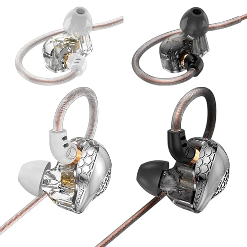 2 Pack in Ear Monitor Headphones, H89 IEM Earphone Wired Earbud | IEM for Gaming Music, Powerful Bass Crystal Clear Sound Ear Buds with Mic, Earbuds for Computer,School,Students 3.5 Plug - color: Black+White