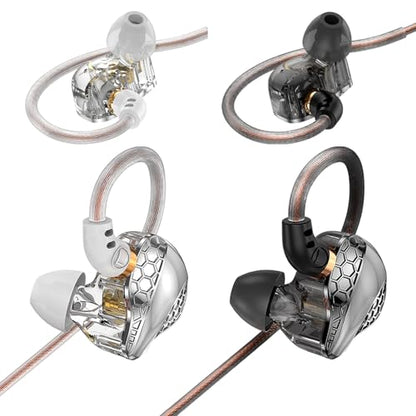 2 Pack in Ear Monitor Headphones, H89 IEM Earphone Wired Earbud | IEM for Gaming Music, Powerful Bass Crystal Clear Sound Ear Buds with Mic, Earbuds for Computer,School,Students 3.5 Plug - color: Black+White