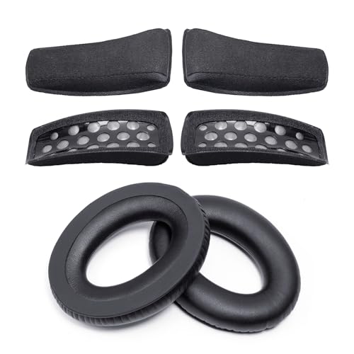 Replacement Ear Pads Headband Cushion Pad Compatible with Bose A30 Aviation Headset Including Inner Foam Filter Inserts, 3 Mic Covers Windscreen, Protein Leather Memory Foam (Refresh Kit)