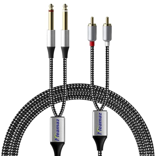 6.56FT Dual 1/4 inch TS to Dual RCA, RCA to 1/4, 6.35mm TS to R-CA, 1/4 to R-CA Cable for Audio Player TV Audio Mixer Power Amplifier Speaker Home Theater Aluminum Alloy and Nylon Braided Cover - size: TS+RCA (6.56 ft/2 m)