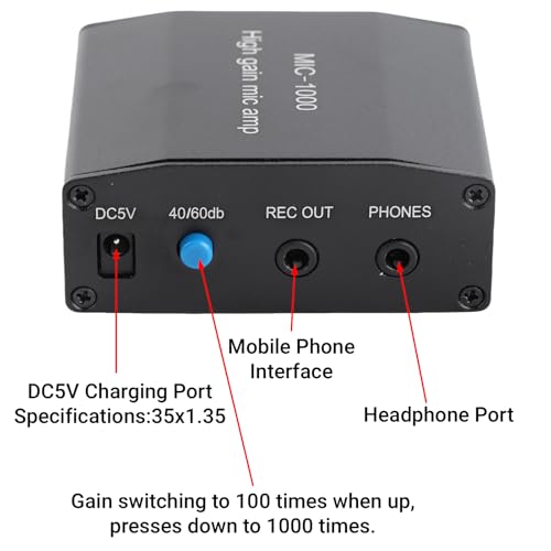 Microphone Preamplifier Power Amplifier Mic Preamp for Home Studio Recording Karaoke Podcast Voice Over Audio System