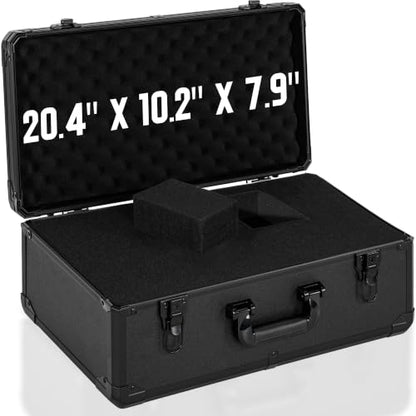 20 Inch Carrying Case with Customizable Pre-Diced Foam | Aluminum Case, Aluminum Alloy Sturdy Build, Storage Case for Microphone, Equipment, Camera, Tools, Recorder, etc - size: 20.4x10.2x7.9 Inch