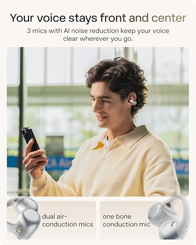 SHOKZ OpenDots 2 Open-Ear Clip-On Earbuds, Grey, Dolby Audio, 3 Mics | Enhanced Dolby Audio with deep bass, Bluetooth 6.1, 40h battery, IP57, 3 mics, wireless, for everyday use & sports - color: Grey