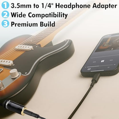 2-Pack 3.5mm to 1/4 Headphone Adapter – Heavy-Duty 6.35mm | Male to 1/8" Female Headphone Jack Adapter for Amp, Guitar, Mixer, Home Theater, AV Receiver – Copper Construction for Clear - style: 2 pair 6.5mm