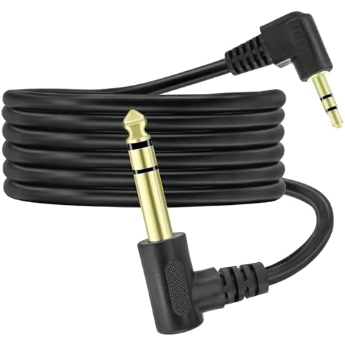 1/4" Male to 1/8" Male TRS Stereo Audio Cable,BENACES Right Angled 3.5mm to 6.35mm Stereo Jack Plug Audio Cord,1/4 Inch to 1/8 Inch Audio Adapter for Guitars,Laptops,Speakers and Amplifiers (1.8M/6Ft)