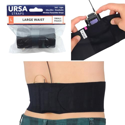 URSA Waist Strap - Medium Waist, Small Pouch (Black) | Ultra Slim, Breathable & Stretchy Microphone Transmitter Straps, Compatible with Most Transmitter/Receivers - color: Black, size: Medium Waist - Small Pouch