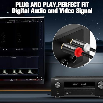 SHULIANCABLE 1/4 to RCA Cable, 6.35mm to Dual RCA Stereo Audio (15Ft/5Meter | 2X6.35mm TS to Dual RCA Stereo Audio Interconnect Cord for AV Receivers, Speakers, Home Audio Systems, Amplifiers - size: 15Ft/5Meter
