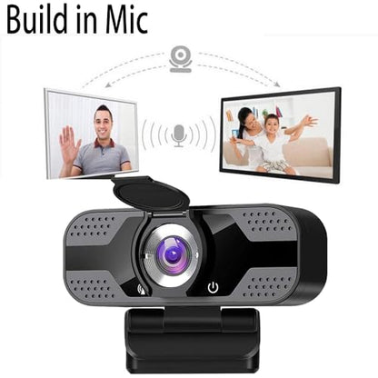 2K QHD Webcam with Privacy Cover, Microphone, Web Computer Camera, Plug and Play,for Zoom/Skype/Teams, Conferencing and Video Calling JW-05B (Webcam W/O Tripod)