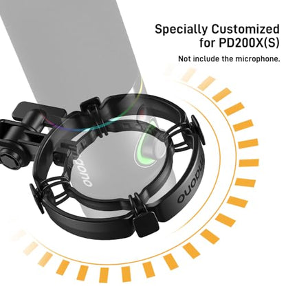MAONO PD200XS/PD200X Shock Mount - Reduces Vibration Noise | Removable Shock Mount for Microphones with a Diameter of about 56mm/2.2 Inches, Black