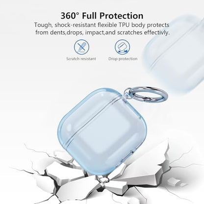 Aircawin Airpods 4 Case - Clear, Protective, Transparent TPU Case with Keychain - Blue - color: Clear Blue, size: Airpods 4