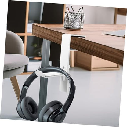 STOBOK Adjustable Clip-On Headphone Stand Hanger Under Desk Headset Holder for Gaming and Office Use Metal Headphone Hook Stable Mounting Black - color: White