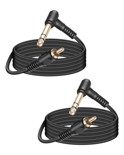 GELRHONR 1/4 TRS to Single RCA Cable,6.35mm TRS to RCA Cable,2M,2Pack. | Right Angle Stereo TRS to MONO RCA, Instrument Cable for Guitar/Keyboard - color: TRS to RCA
