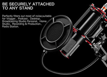 Mic Pop Filter, Professional Metallic Mic Pop Filter Mesh for Blue Yeti and Any Other Mic, ARISEN Dual Layered Microphone Pop Filter, Mic Filter with A Flexible 360° Gooseneck Clip Stabilizing Arm