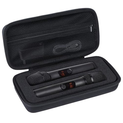 Storage Case Compatible with JBL Wireless Two Microphone System | Lightweight Carry, Secure Storage, Convenient Zipper, Soft Interior，Black Case - color: Black