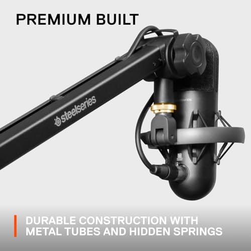 SteelSeries Alias/Alias Pro Mic Boom Arm — For Gaming, Streaming, and Podcasting — 360° Rotation — Desk Clamp — Folding Scissor Design — Hidden Springs — Cable Management — 3/8" and 5/8" Adapters - style: Boom Arm