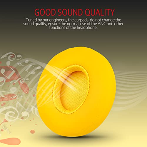 Krone Kalpasmos Earpad Replacement for Beats Solo 2 & 3 Wireless/Wired Headphone, Ear Cushion Premium Protein Leather Memory Foam with Kits, Superb Comfortable Easy to Install – Yellow - color: Club Yellow