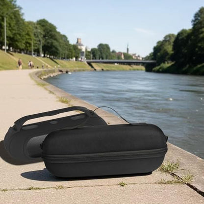 Protective Case for Beats Pill Bluetooth Speaker with Handle | Silicone Cover and Hard Carrying Case for Beats Pill Speaker Accessories with Shoulder Strap (Black) - color: Black