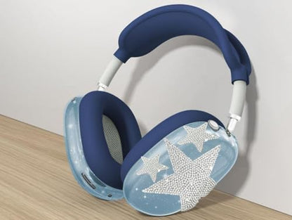 [4 in 1] Case Cover for AirPods Max 2/1 (2026/2024/2020) Ear Pad Case Cover/Headband Cover/Ear Cups Cover with Bling Star for Apple AirPods Max Headphones (Bling Deep Blue Star) - color: Bling Deep Blue Star