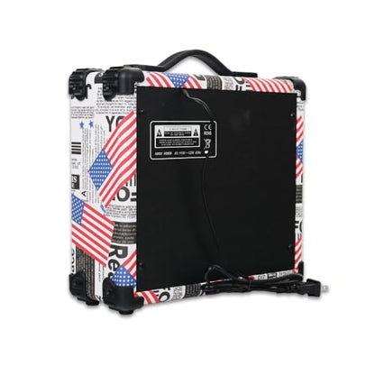 20W Electric Guitar Amplifier Flag Amp Practice Small Portable Travel Mini with Headphone Jack Aux Distortion Gain Treble Bass Volume With 3 Meters Cable Audio Adapter Picks Aux Cable Earphone - color: Flag
