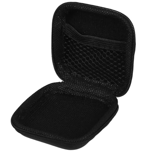 Black Earphone Case Pouch with EVA Cloth Box for Travel - color: Black