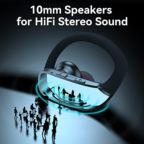 bmani Ear Buds Wireless Earbuds Bluetooth Headphones with 80H Playtime LED Display Case, Over-Ear Hook with Mic, Stereo Sound, Easy Button Controls, Sports Earphones for Running Workout Gym Black - color: Black, style: Standard