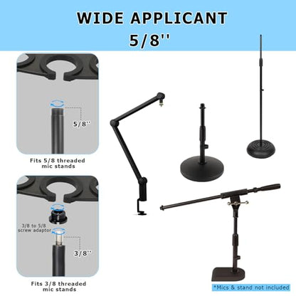 Multi Mic Holder for Wired and Wireless Mics, Organizes Up to 7 Mics, Aluminum, Black