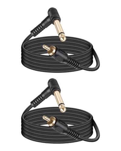 GELRHONR 6.35mm TS to RCA Cable, Right Angle 1/4 Mono to RCA Male,2M,2Pack. | 6.35mm TS to RCA Audio Cable, Insert Cable for Mixer/Effect Processor Mixing Consoles and Home Audio Systems - color: TS to RCA