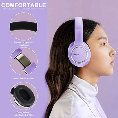 LORELEI X8 Over-Ear Wired Headphones with Microphone with 1.45m-Tangle-Free Nylon Line&3.5mm Plug,Lightweight Foldable & Portable Headphones for Smartphone,Tablet,Computer,Mp3/4(Dark Purple) - color: Dark Purple