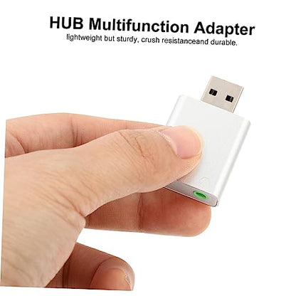 USB External Stereo Sound Adapter Plug and Play with Headphone and Microphone Jack Aluminum Alloy Compact USB Audio Card for Laptop Desktop Replacement