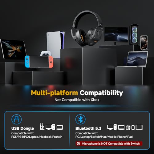 SG600 Wireless Gaming Headset with mic for PC, PS5, PS4, Mac, Xbox one