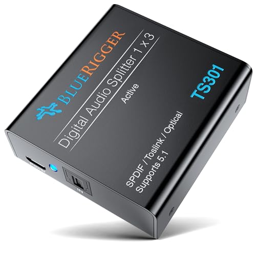 BlueRigger Digital Optical Audio Splitter (1x3 Active Toslink Splitter) - size: 1x3, style: Active