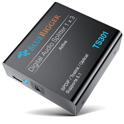 BlueRigger Digital Optical Audio Splitter (1x3 Active Toslink Splitter) - size: 1x3, style: Active