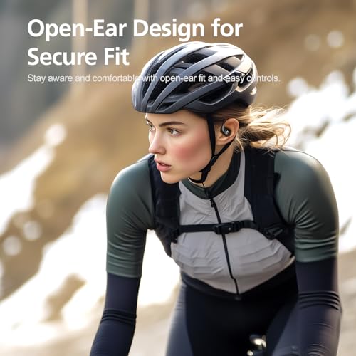 Open Ear Headphones with 35 Hours Playtime, True Wireless Air Conduction Earbuds Featuring Ear Hooks, Bluetooth 5.3, IPX6 Waterproof Design, Comfortable and Secure Fit for Sports - Black - color: Black