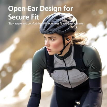 Open Ear Headphones with 35 Hours Playtime, True Wireless Air Conduction Earbuds Featuring Ear Hooks, Bluetooth 5.3, IPX6 Waterproof Design, Comfortable and Secure Fit for Sports - Black - color: Black