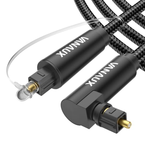 VANAUX 90 Degree Optical Audio Cable Digital Toslink Fiber Optic Cords Male to Male for Home Theater,Soundbars,Gaming Consoles (5FEET/1.5M) - size: 5FEET/1.5M