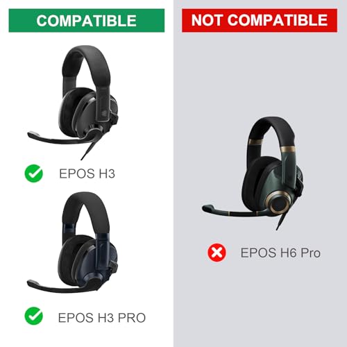 Replacement Ear Pads Compatible with EPOS H3 H3PRO Hybrid Gaming Headset, Cooling Gel Memory Foam Ear Cushions, Black
