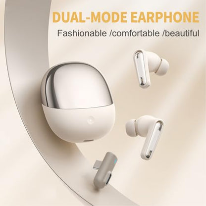 Wireless Gaming Earbuds, Low Latency 2.4GHz Bluetooth 5.4 Dual Mode with ENC Microphone and USB C Dongle, for PC VR Gaming Phone Tablet Laptop (White) - color: White