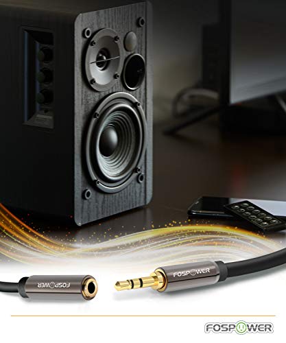 FosPower (2 Pack 3.5mm Male to Female Extension Cable 24K Gold Plated 15FT | 2-pack 15FT 3.5mm male to female stereo audio extension cables with 24K gold-plated connectors for headphones & stereos. - size: 15ft-2Pack