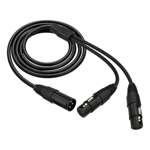 XLR Splitter Cable Male to 2X Female Microphone Cable 3ft, 2-Pack | Y type XLR Cable 25AWG Oxygen-Free Copper(OFC) Balanced Audio Splitter Cable for Micphones Mixers Speaker Systems
