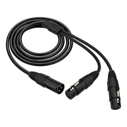 XLR Splitter Cable Male to 2X Female Microphone Cable 3ft, 2-Pack | Y type XLR Cable 25AWG Oxygen-Free Copper(OFC) Balanced Audio Splitter Cable for Micphones Mixers Speaker Systems