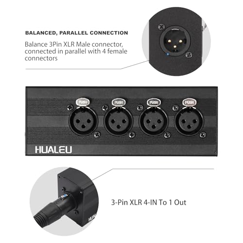 3Pin XLR 1 Male to 4 Female Splitter,4WAY XLR Four-Input and one-Output Parallel Connection Adapter,Four Microphone inputs Converted to one Output,4 in to 1 Out Aduio Splitter - color: XLR 4F TO 1M Adapter