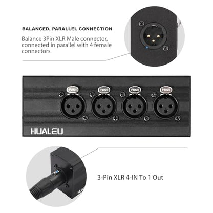3Pin XLR 1 Male to 4 Female Splitter,4WAY XLR Four-Input and one-Output Parallel Connection Adapter,Four Microphone inputs Converted to one Output,4 in to 1 Out Aduio Splitter - color: XLR 4F TO 1M Adapter