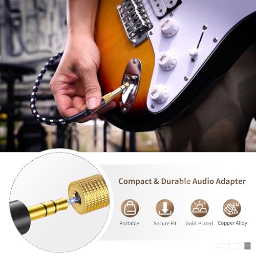 Nadadora 2 Pack 6.35mm to 3.5mm Stereo Audio Adapter Male to Female | 1/4 to 1/8 headphone jack converter for guitar, amp, mixer, speaker, earphones and AUX audio devices