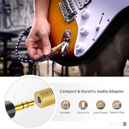 Nadadora 2 Pack 6.35mm to 3.5mm Stereo Audio Adapter Male to Female | 1/4 to 1/8 headphone jack converter for guitar, amp, mixer, speaker, earphones and AUX audio devices